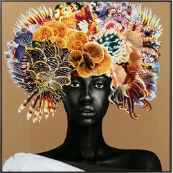 Framed Picture Flower Hair 120x120cm