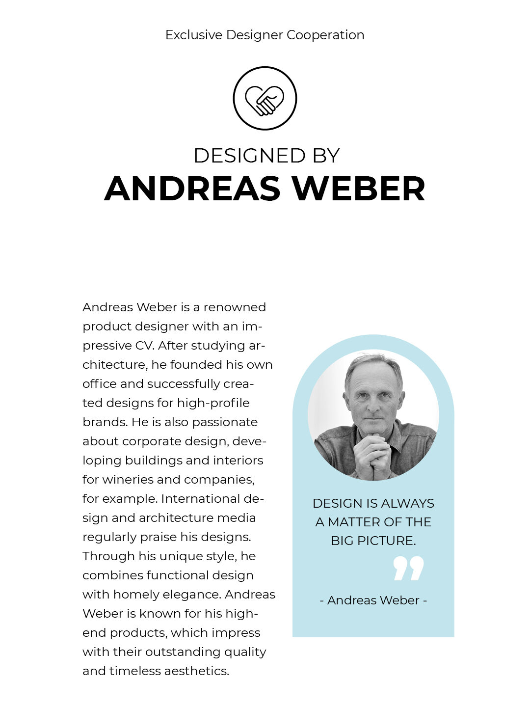 Exclusive designer cooperation Andreas Weber